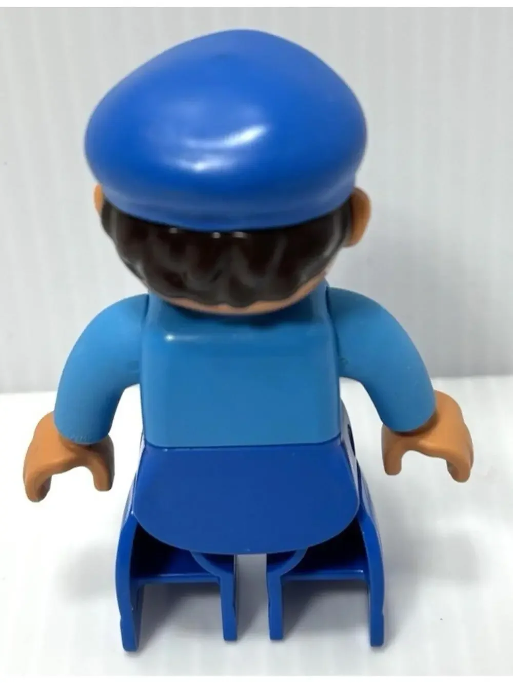 LEGO Duplo Figure Blue Train Driver Engineer Mechanic Blue Hat Overalls GUC